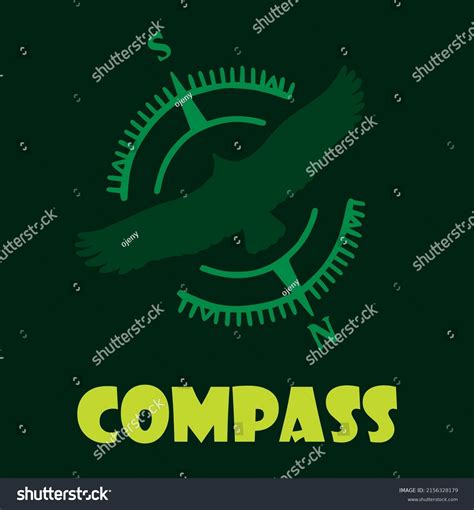 Eagle Compass Simple Vector Graphics Silhouette Stock Vector Royalty Free 2156328179