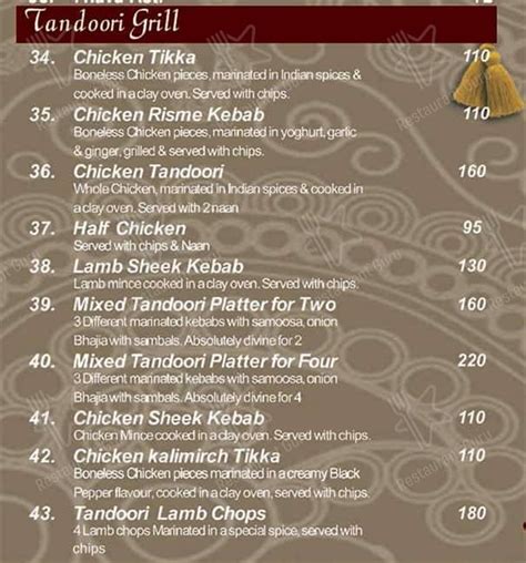 Menu At Banjaara Indian Restaurant Take Away Weltevreden Park Town