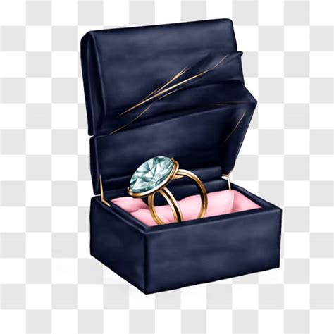 Download Blue Engagement Ring Box With Round Diamond Png Online