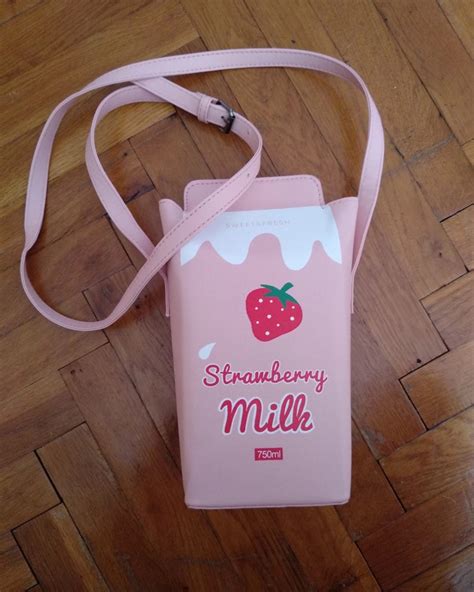 Milk Crossbody Bag Strawberry Milk Bag Milk Carton Purse Etsy