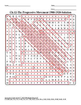 U S History Staar Word Search Puzzle Ch The Progressive Movement