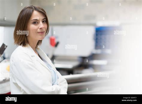 Portrait Confident Female Engineer In Steel Factory Stock Photo Alamy