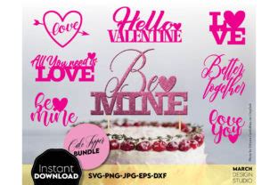 Happy Valentine Day Cake Topper Bundle Graphic By March Design Studio