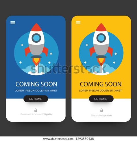 coming  page design app interface stock vector royalty