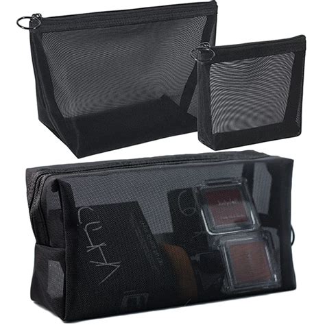 Schwarz Mesh Make Up Tasche Frauen Transparent Kosmetik Tasche Kleine