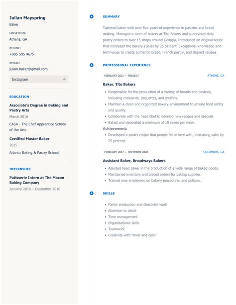 Baker Resume Writing Guide With Sample