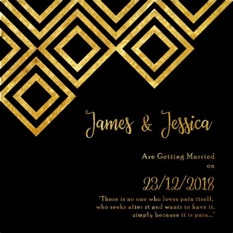 Premium Vector Golden And Black Wedding Invitation Card