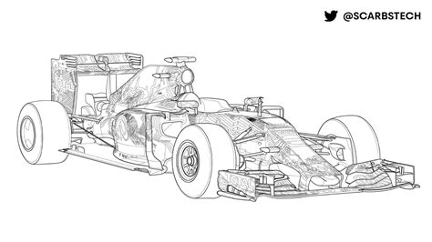 F1 Car Sketch Sketch Coloring Page