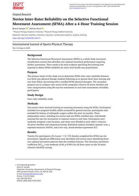 Pdf Novice Inter Rater Reliability On The Selective Functional