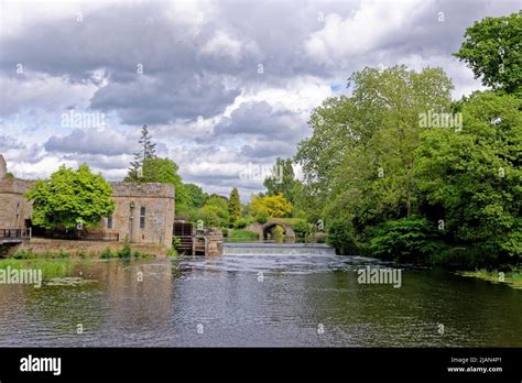 Remains of medieval Old Castle Bridge over the River Avon - Warwick ...