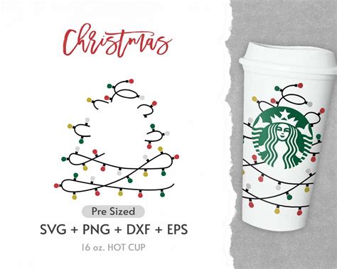 16oz Christmas Hot Cup Svg Hot Cup Wrap Svg Christmas Svg Etsy