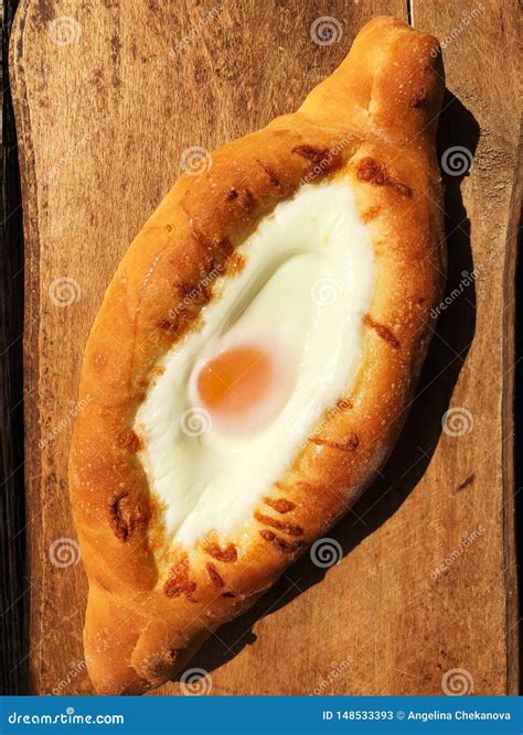 Delicious Georgian Bread With Egg And Cheese Stock Image Image Of