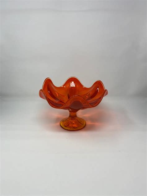 Large Orange Viking Glass Compote Bowl