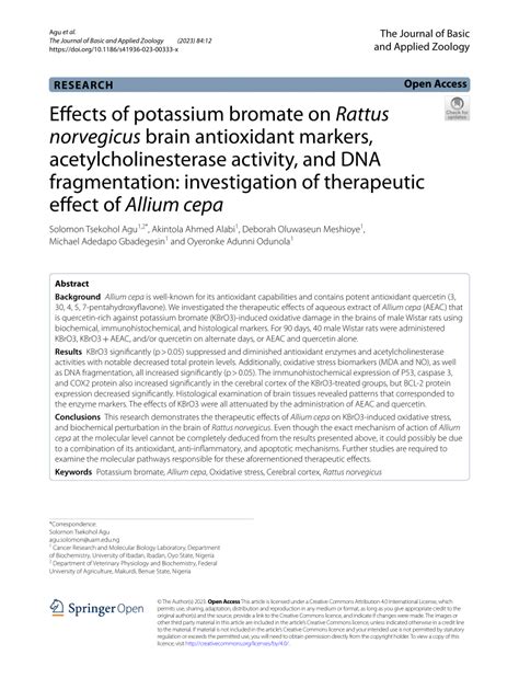 Pdf Effects Of Potassium Bromate On Rattus Norvegicus Brain