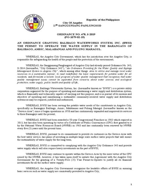 478 2019 Balibago Waterworks System Inc Bwsi Permit To Operate In