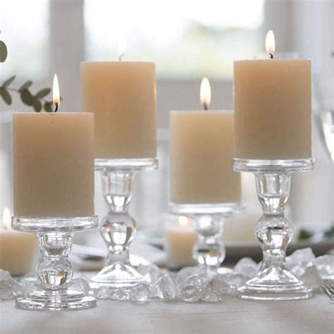 Cheap New Clear Glass Pillar Candle Holder Dual Use Taper Candle Stand For Pillar Or Taper