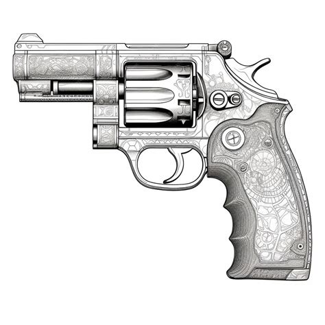 Premium AI Image | a drawing of a revolver with a black and white ...