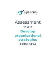 BSBSTR602 Task2 Answer Docx Assessment Task 2 Develop Organisational