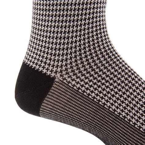 Black Ash Houndstooth Pattern Mens Sock Mid Calf Dapper Classics®