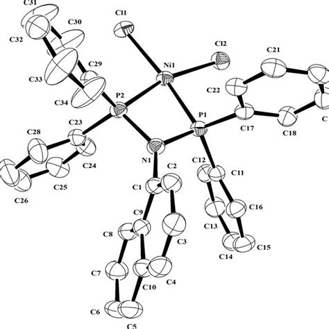 Ortep Plot Of Complex 8 Showing An Atom Numbering Scheme Thermal Download Scientific Diagram