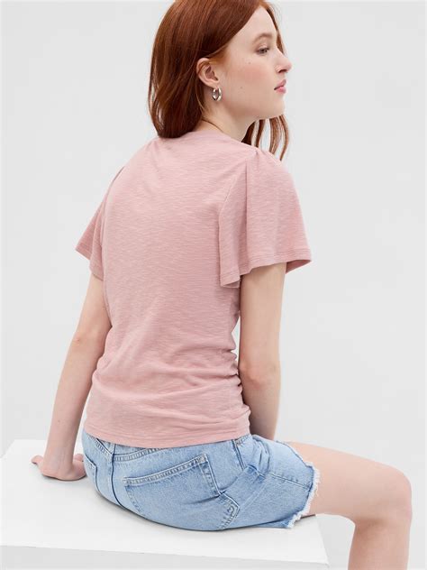 Essential Rib Flutter Sleeve T Shirt Gap