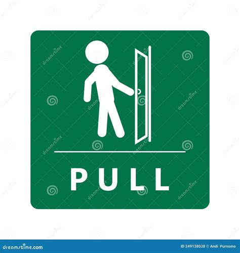 Push Open Door Green Square Sign Label Sticker Design Illustration Of