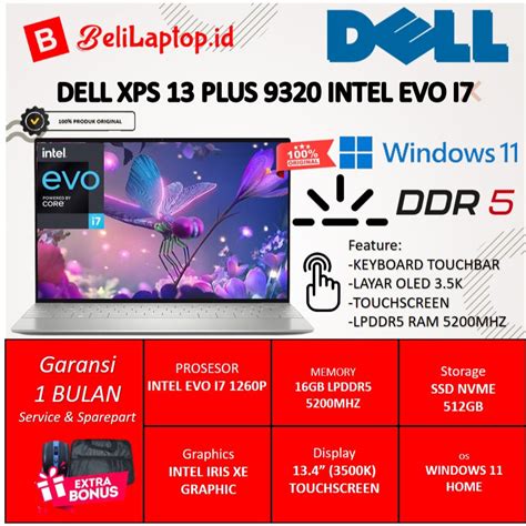 Jual Dell XPS 13 PLUS Intel EVO I7 1260P 16GB Touchscreen Windows 11