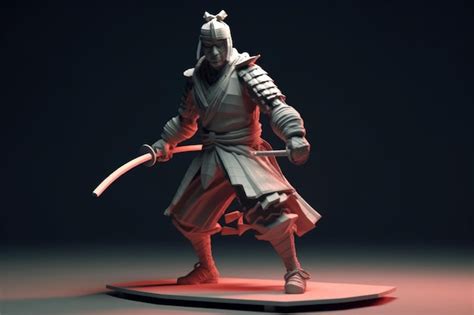 Premium AI Image | A 3d model of a samurai warrior with a sword in his hand.