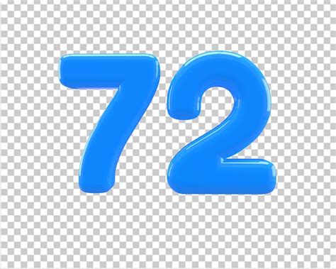 72 numéro bleu icône 3d PSD Premium