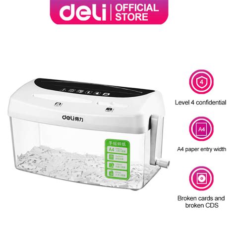 Deli 4L Paper Shredder Machine Manual Shredder Machine Can Shred Paper ...