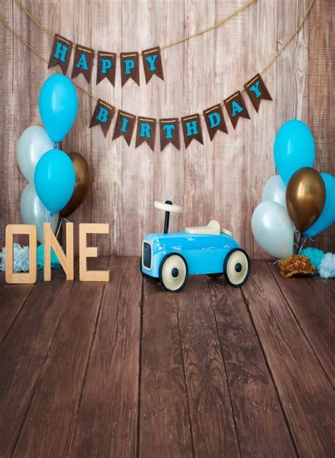 Baby Boy First Happy 1st Birthday Wood Backdrop Decoration Prop