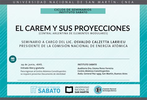 Upcoming Events Ciclo de Seminarios del Instituto Sábato El Carem y