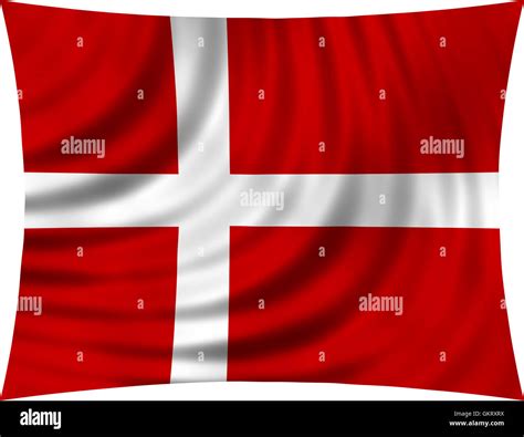 Flag Of Denmark Waving In Wind Isolated On White Background Danish