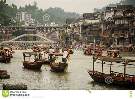 Fenghuang Village river editorial photography. Image of province - 75590392