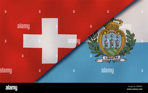 Two States Flags Of Switzerland And San Marino High Quality Business