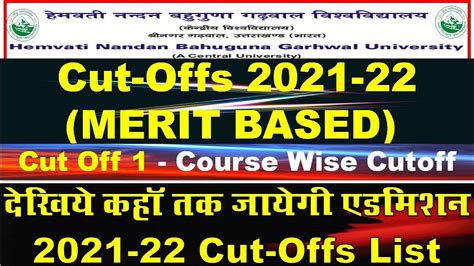 HNBGU Garhwal Complete Cutoff List More HNBGU Cut Off UG B Ed LLB