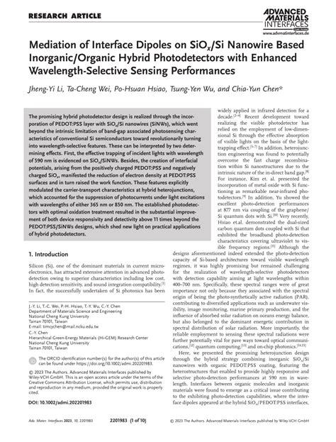 Pdf Mediation Of Interface Dipoles On Siox Si Nanowire Based