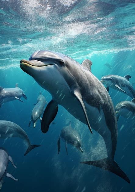 Premium AI Image Dolphins Swimming In The Ocean