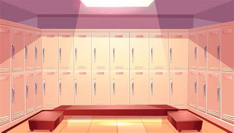 Free Vector Gym Or Sport Club Locker Room Interior Cartoon With Two