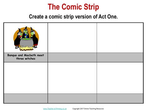 Macbeth Lesson 9 The Comic Strip Worksheet English Year 5