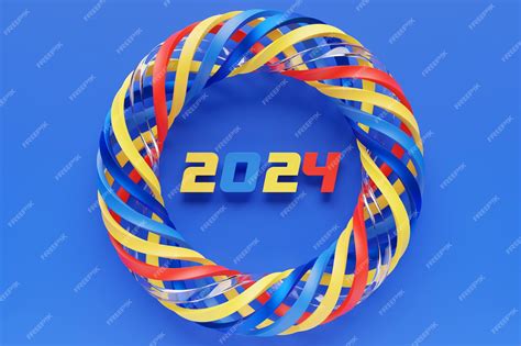 Номер заголовка календаря 2024 на разноцветном фоне тора с новым 2024 ...