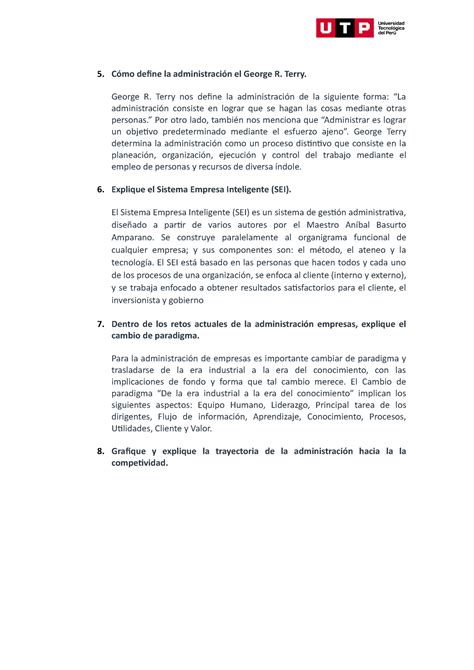 Control DE Lectura ACV06 Cómo define la administración el George R