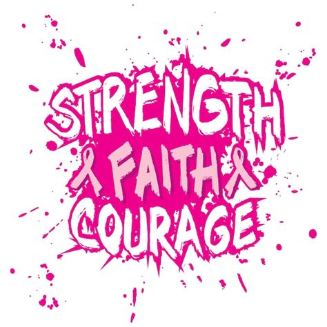 Premium Vector Strength Faith Courage Lettering Poster For Breast