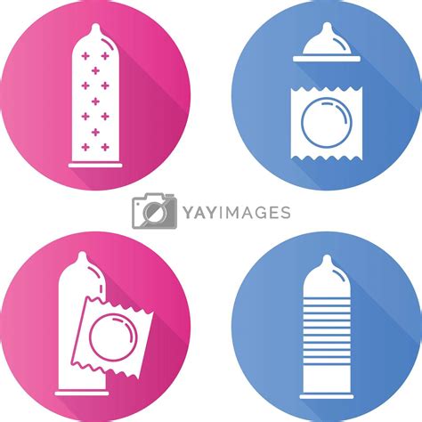 Condom Flat Design Long Shadow Glyph Icons Set Safe Sex Female Latex