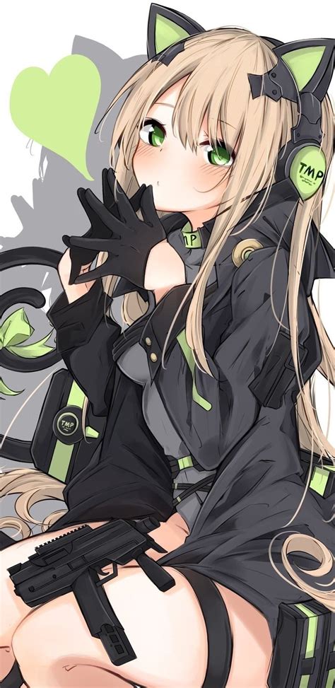 Blonde Long Hair Vertical Girl With Weapon Girls Frontline Gloves Nekomimi Neko Ears