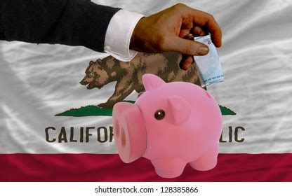 Big Colorful Waving National Flag California Stock Photo