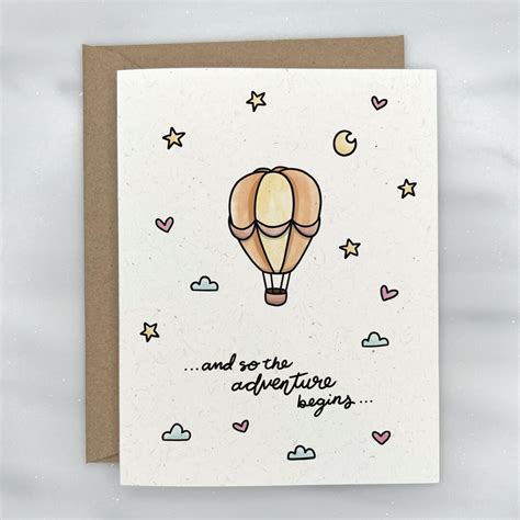 Hot Air Balloon Adventure Baby Shower Card New Baby Card Premium