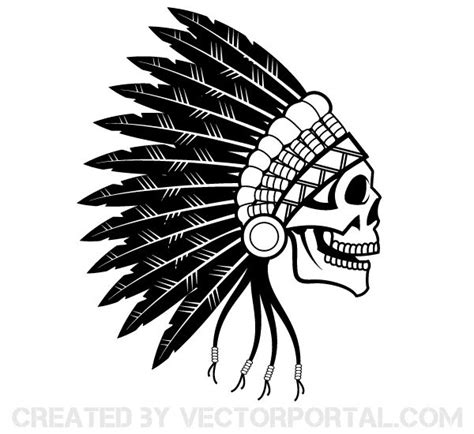 Indian Chief Skull Vector Art Indian Skull Tattoos Indian Skull