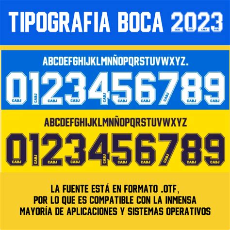 Tipografia Boca Juniors Camiseta 2023 Ttf Otf Letras Numeros Dorsal