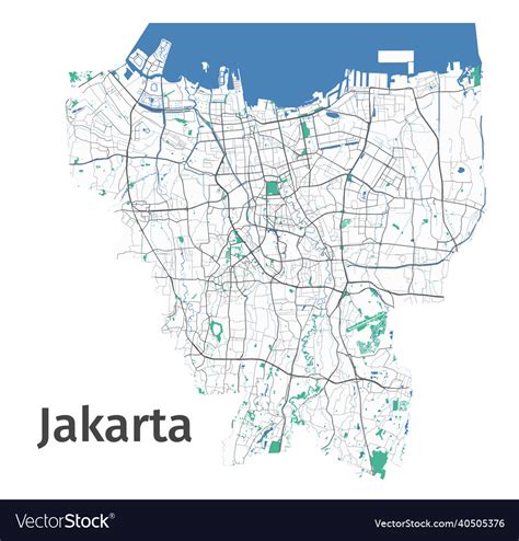 Jakarta map detailed map of city Royalty Free Vector Image